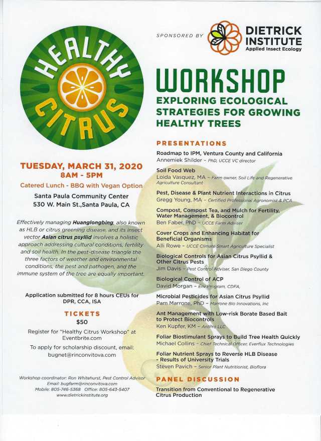 Healthy Citrus workshop flyer Mar 31 2020